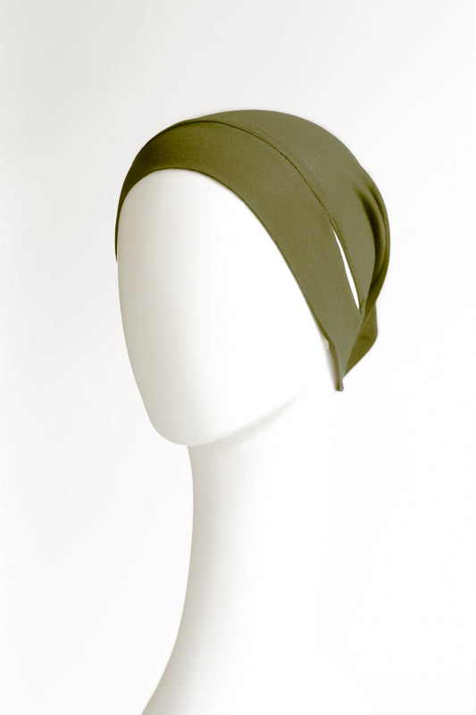 Malaysian Ear-hole Hijab Cap - Light Olive
