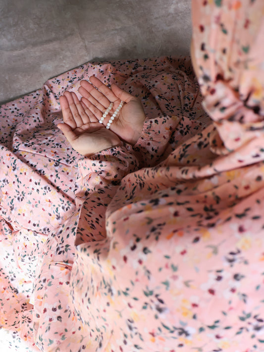 Namaz Chadar With Sleeves (Lawn) - Tooba (Peach)