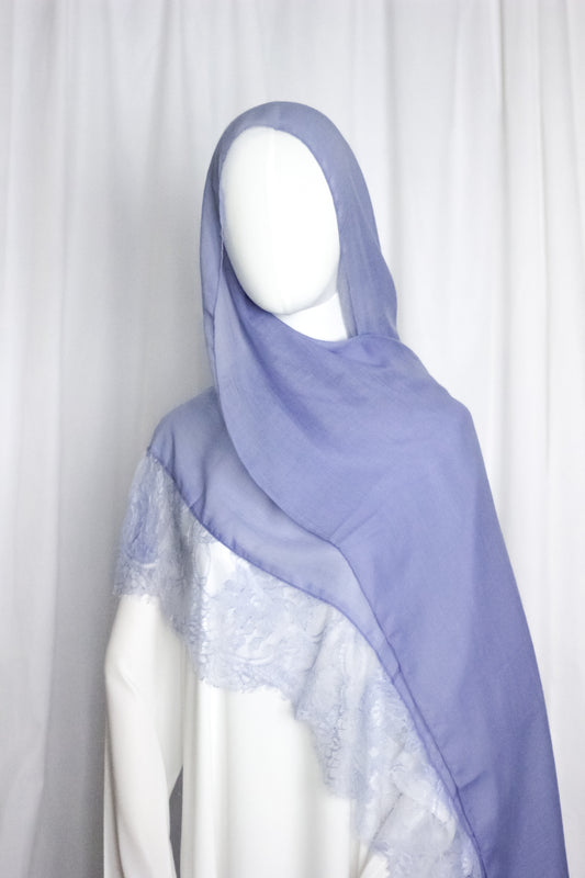 Chantilly Lace Hijab - Moody Blue