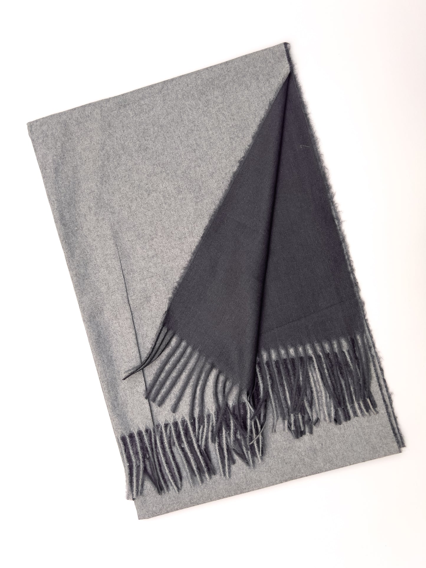 Dual Sided Woolen Stole - Grey/Black