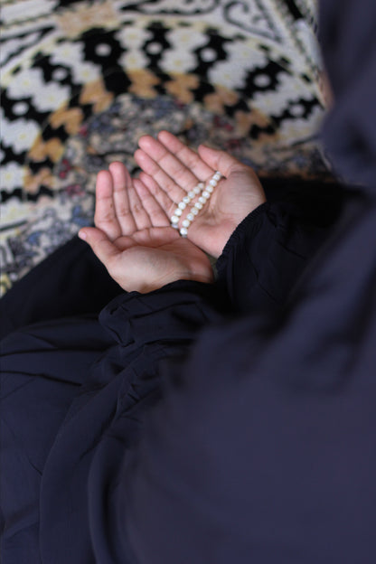 Namaz Chadar With Sleeves - Plain Navy Blue