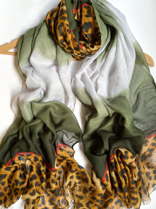 Leopard Printed Hijab - Green