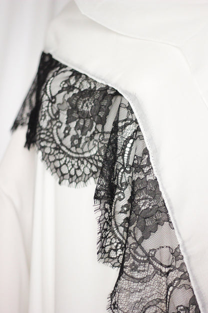 Chantilly Lace Hijab - White & Black