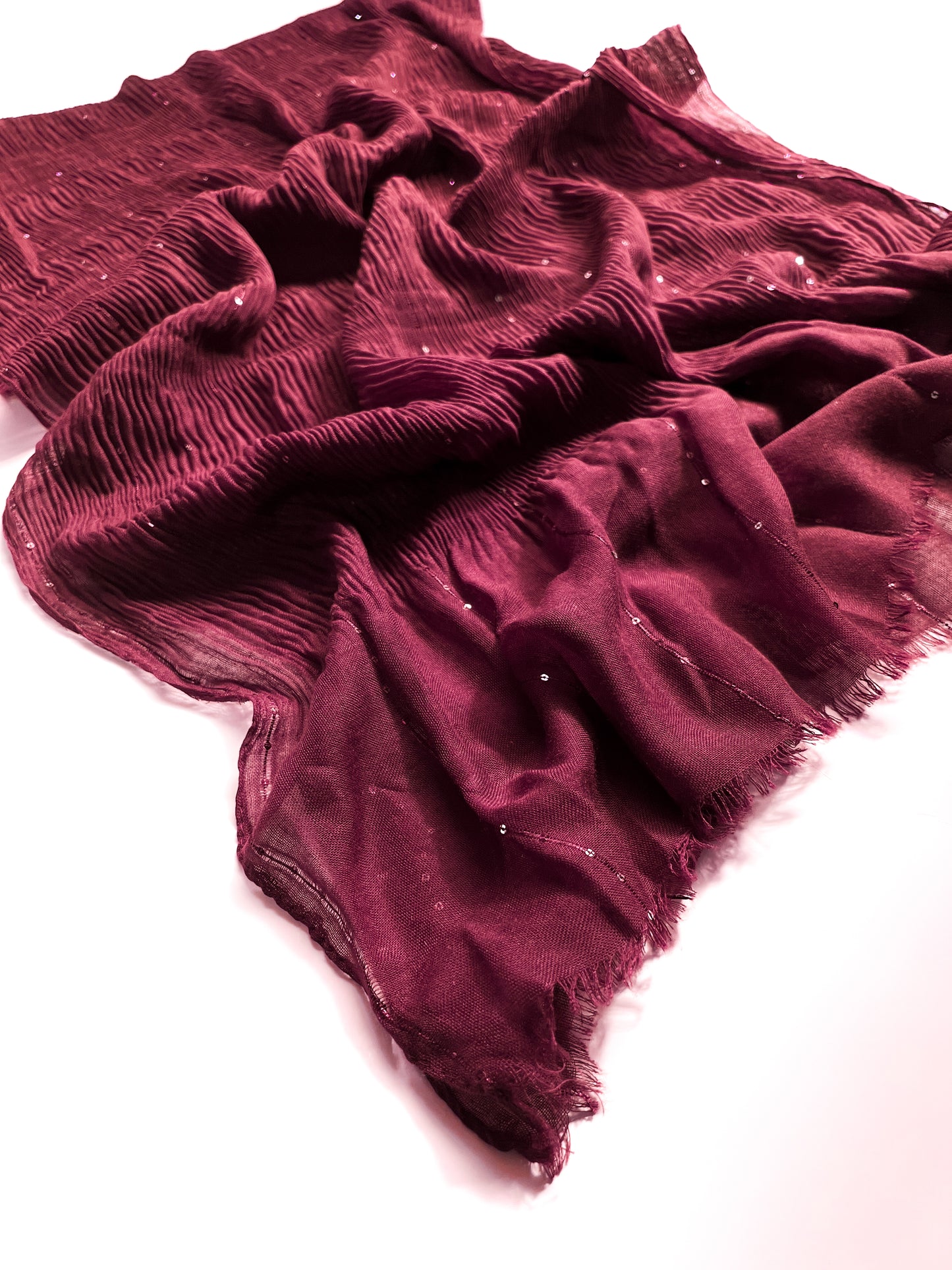 Crumpled Sequins Hijab - Maroon