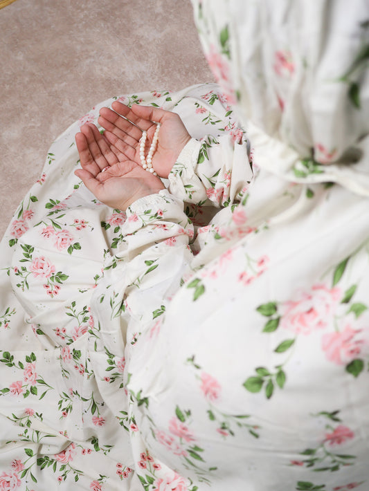 Namaz Chadar With Sleeves -  Beena (White)