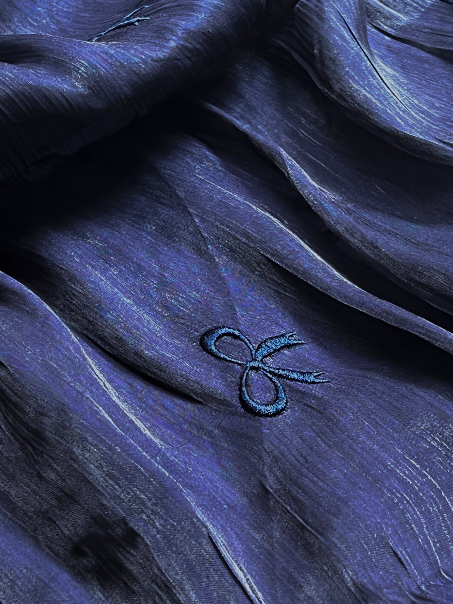 Moondust Embroidered Hijab - Navy Blue