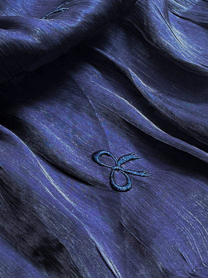 Moondust Embroidered Hijab - Navy Blue