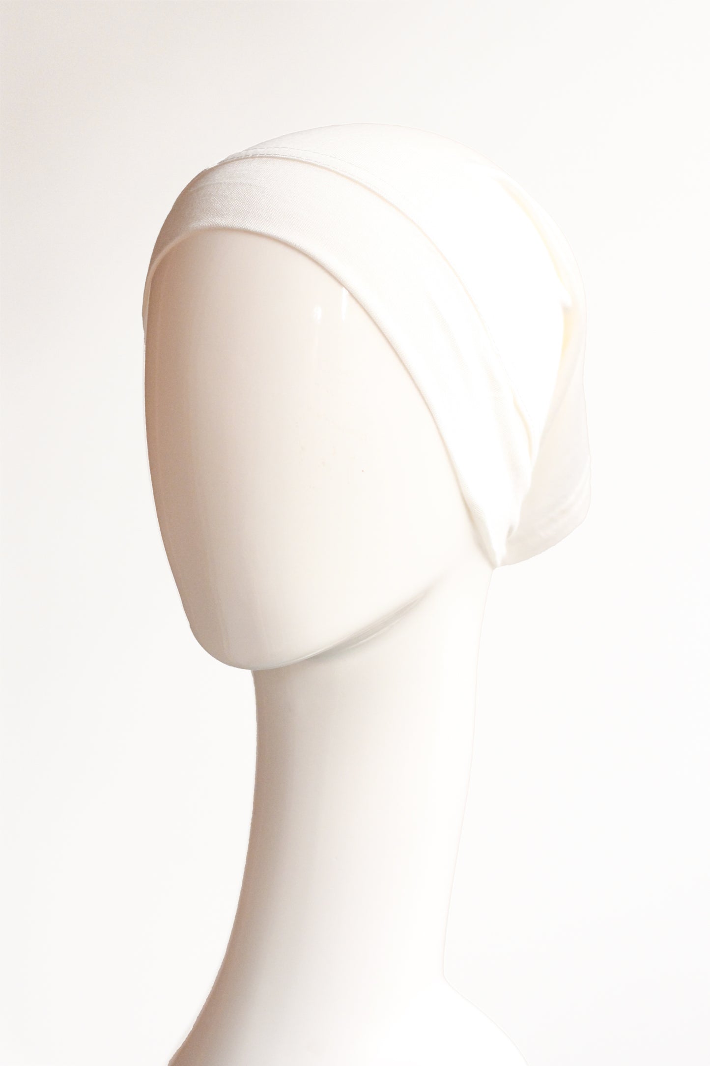 Malaysian Ear-hole Hijab Cap - Milky White