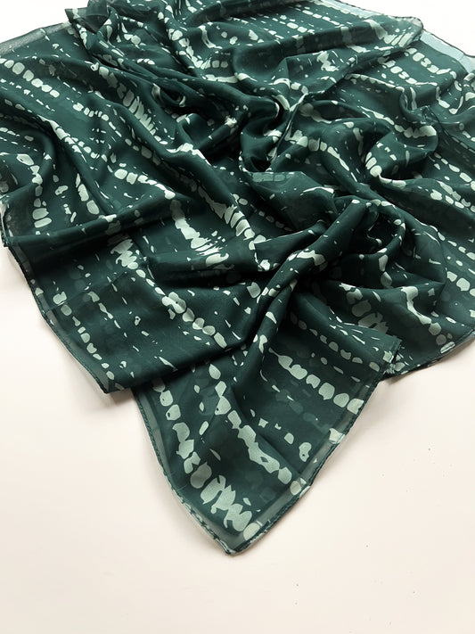 Tie-Dye Printed Hijab - Emerald