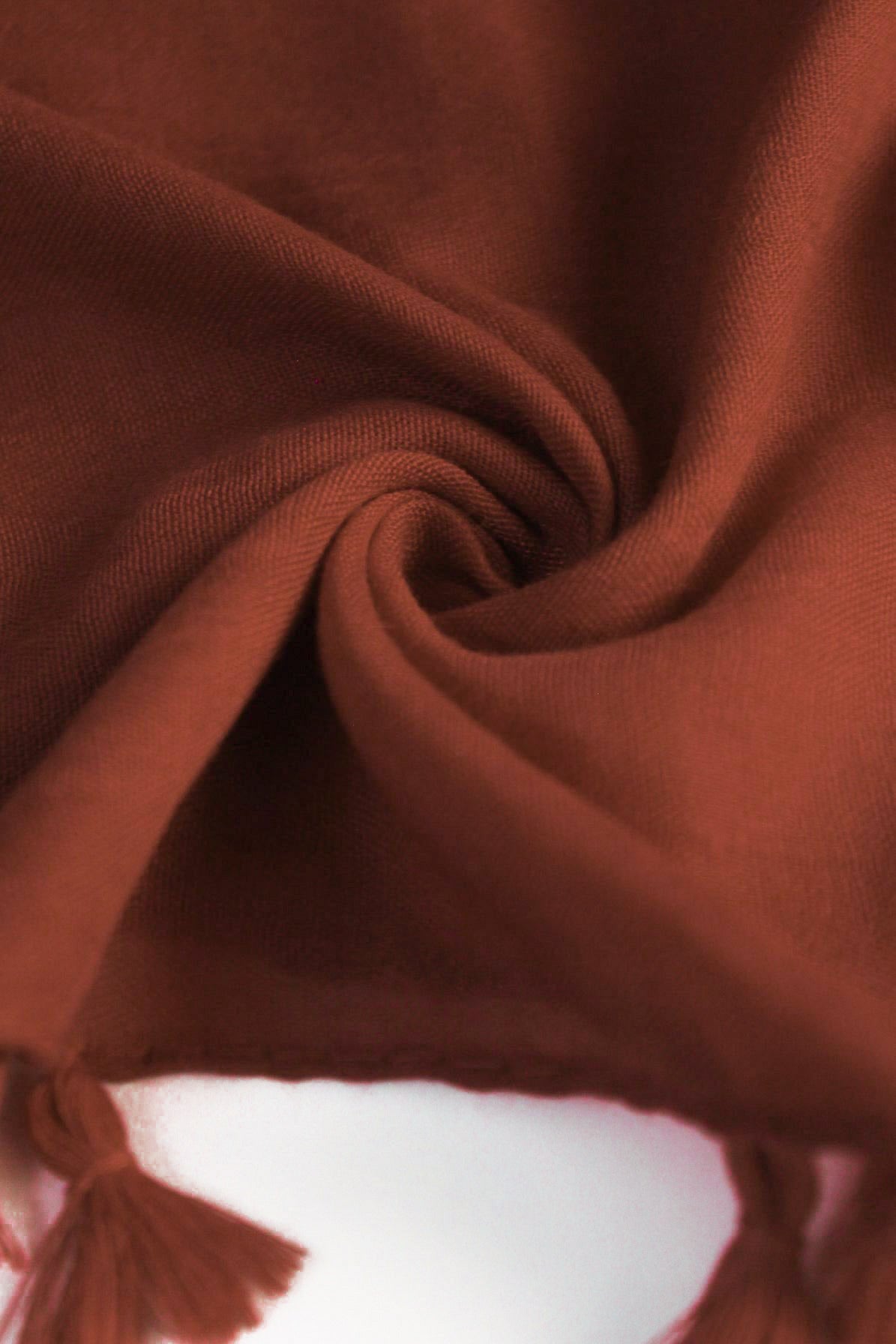 Plain Hijab with Tassels - Dark Rust
