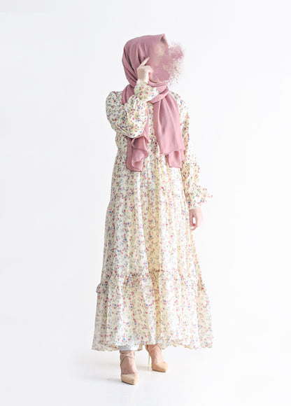 Flora Modest Dress - Cream