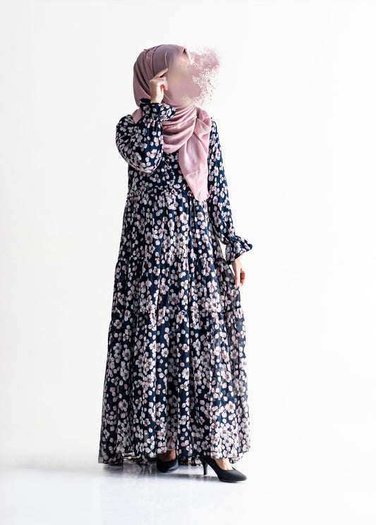 Floral Cascade Modest Dress