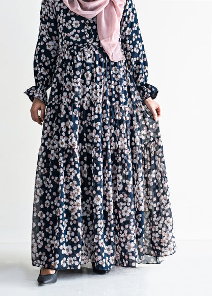 Floral Cascade Modest Dress