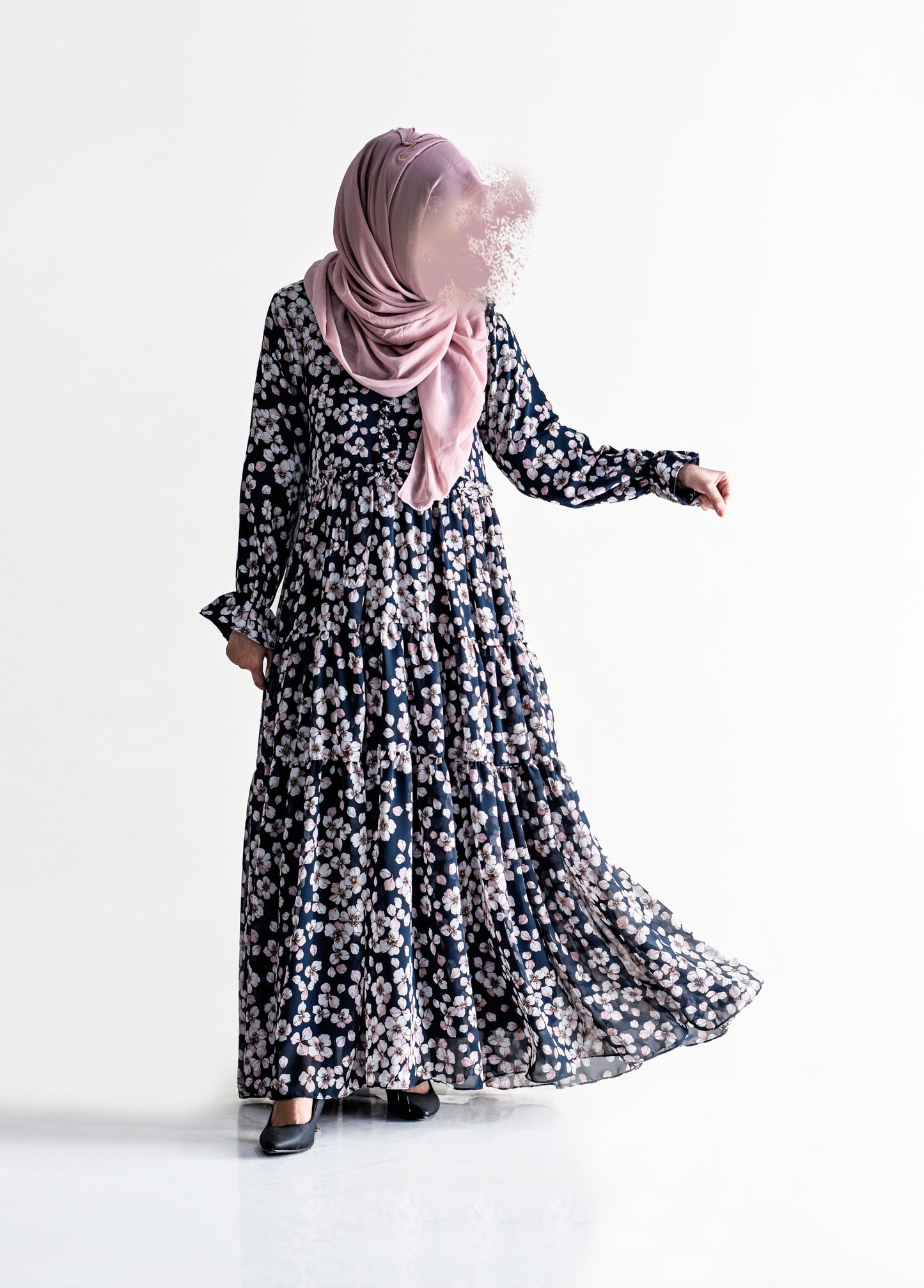 Floral Cascade Modest Dress