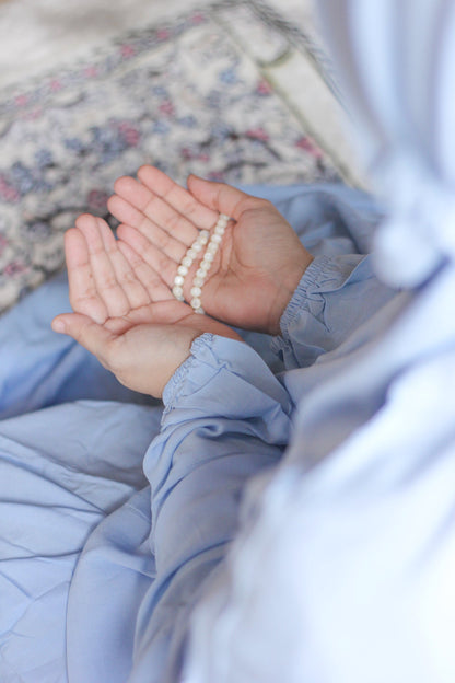 Namaz Chadar With Sleeves - Plain Powder Blue