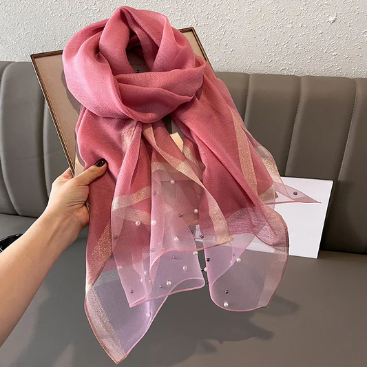 Pearl Organza Hijab - Pink