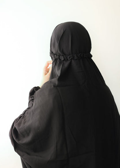 Long Namaz Chadar With Sleeves - Black