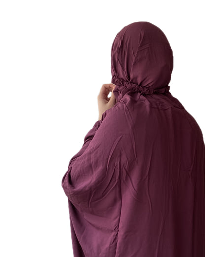 Namaz Chadar With Sleeves - Plain Plum