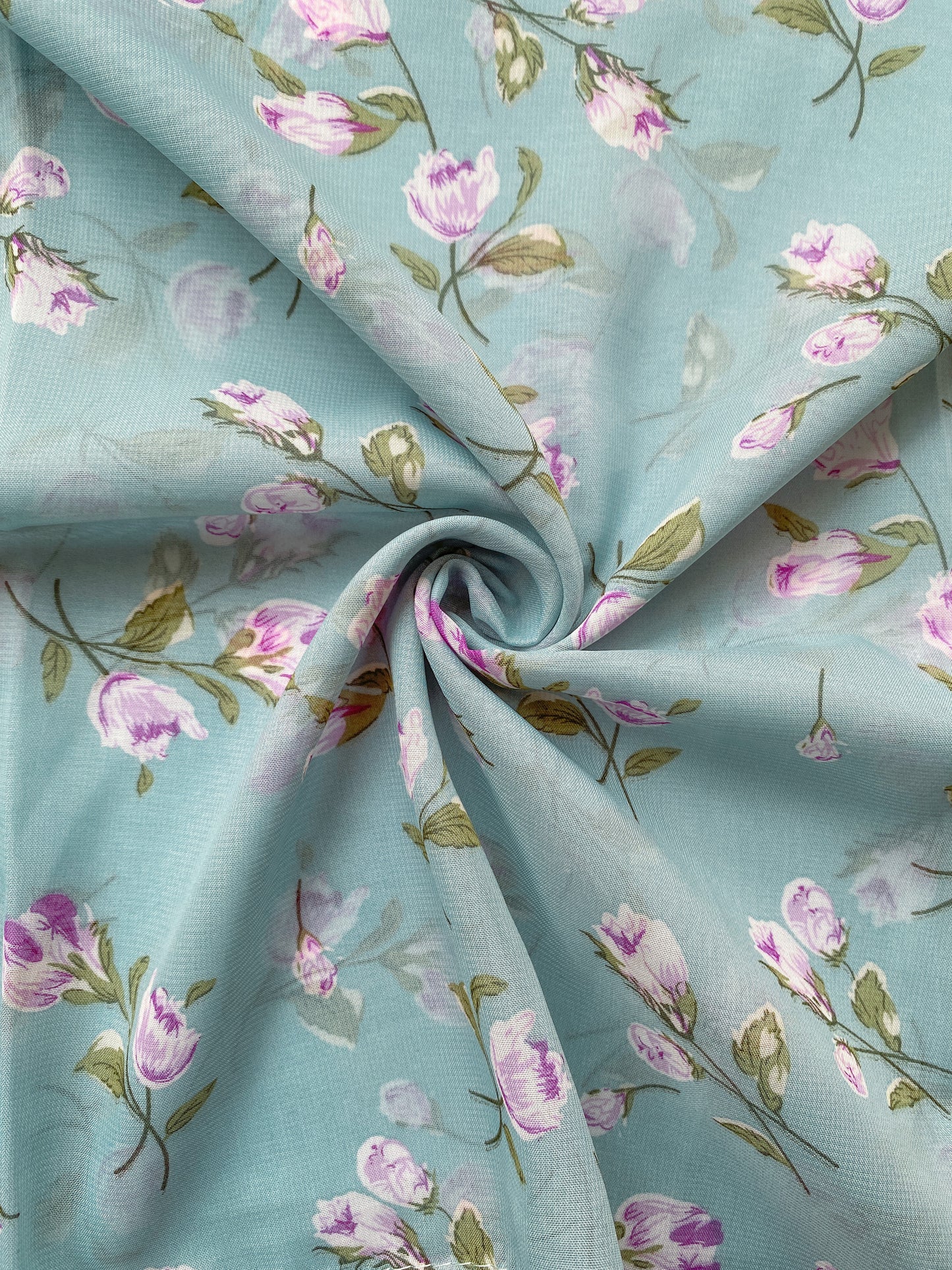 Printed Georgette Hijab - Rose in Turquoise