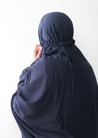 Namaz Chadar With Sleeves - Plain Navy Blue