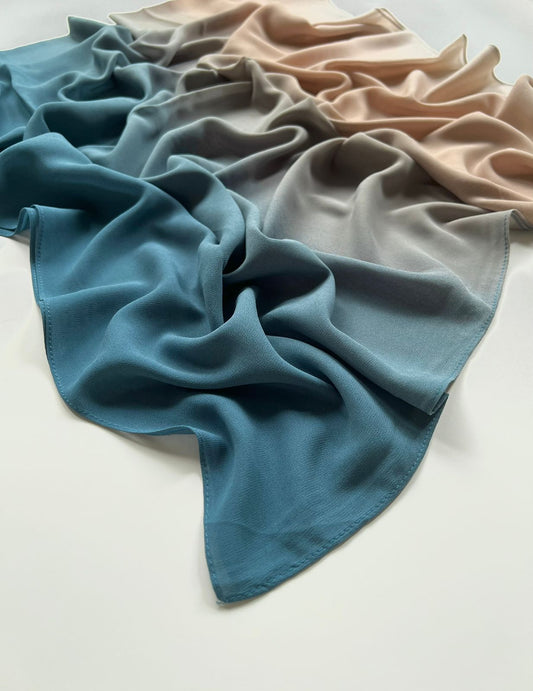 Ombre Georgette Hijab II - Beneath the Ocean