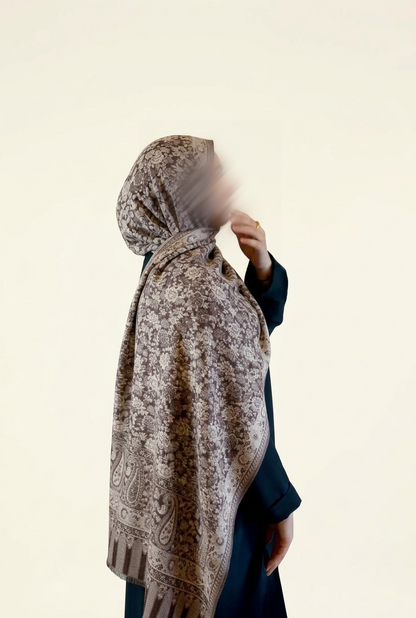 Naqsh Pashmina Hijab - Brown