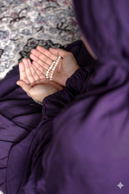 Namaz Chadar With Sleeves - Plain Purple