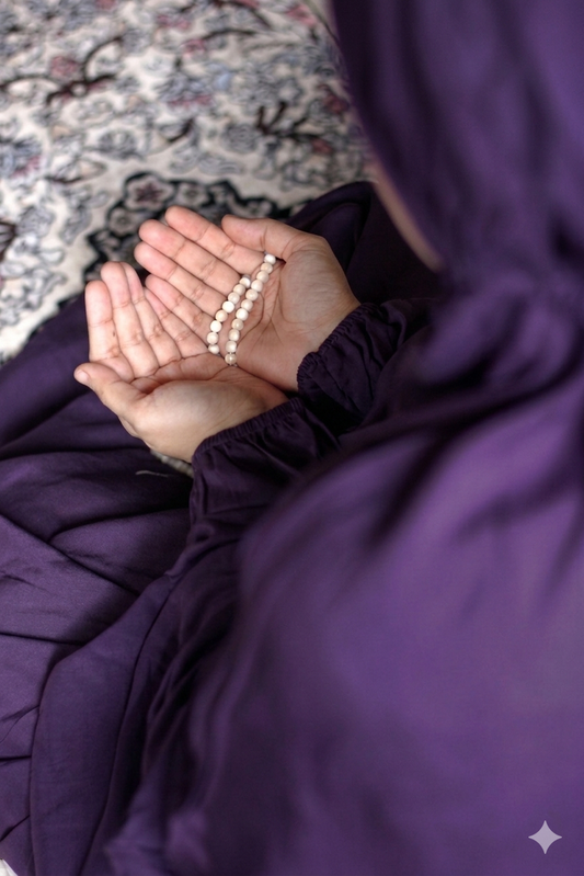 Namaz Chadar With Sleeves - Plain Purple