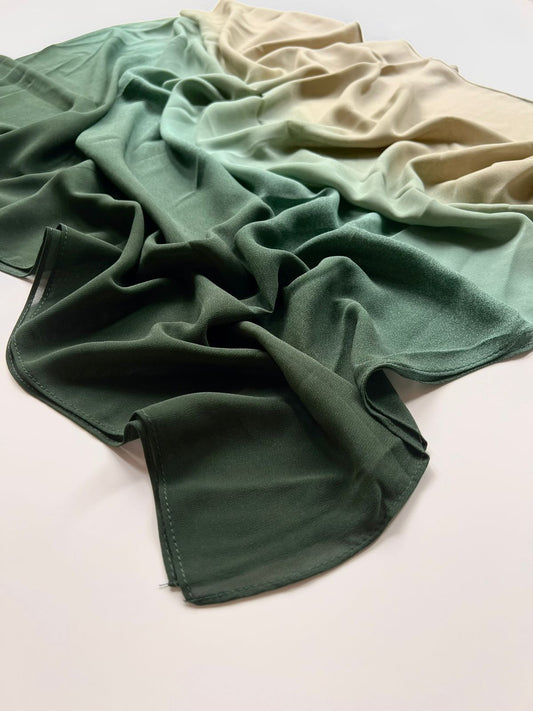 Ombre Georgette Hijab II - Emerald Ocean