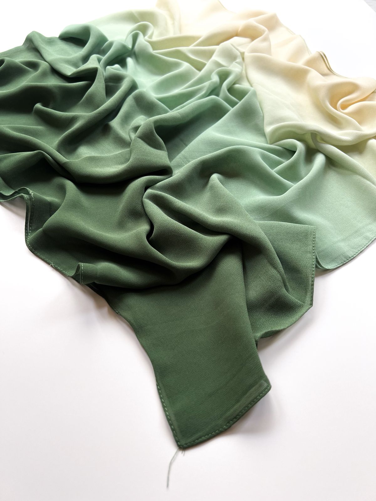Ombre Georgette Hijab II -  Matcha Mania