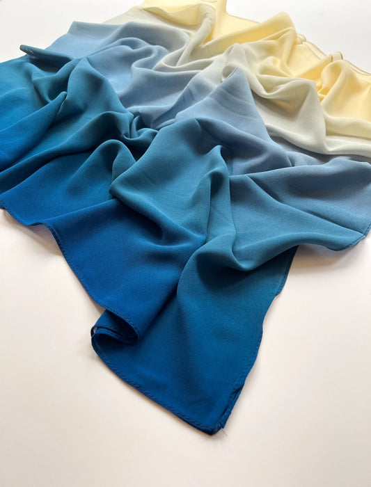 Ombre Georgette Hijab II -  Blue Tides