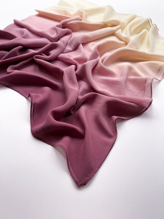 Ombre Georgette Hijab II -  Pink Pearl