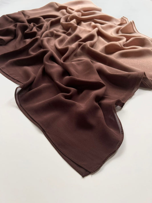 Ombre Georgette Hijab II - Mocha Coffee