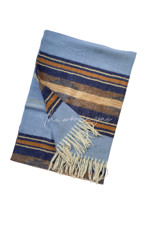 Striped Woolen Stole - Jeans