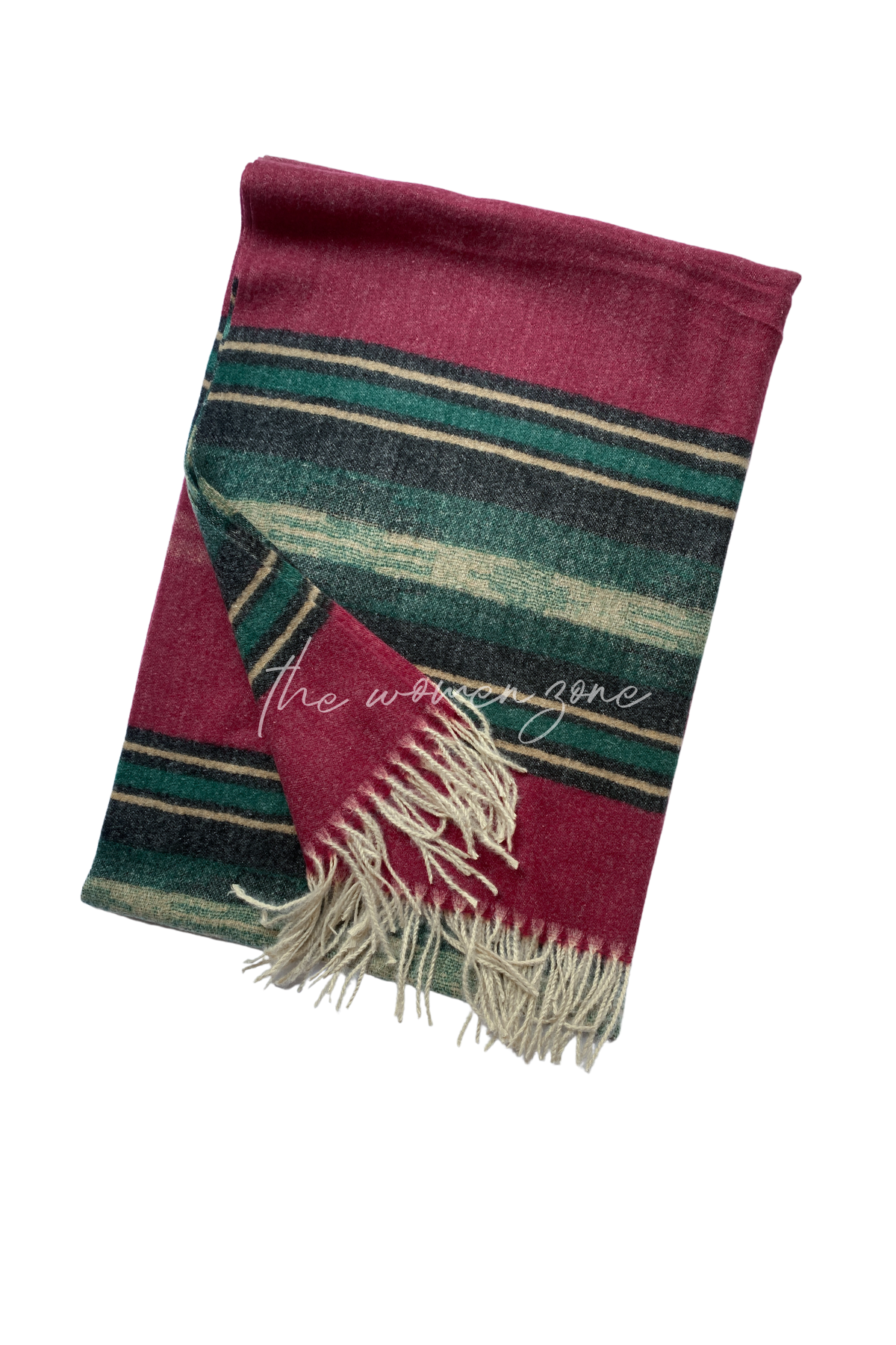 Striped Woolen Stole - Maroon