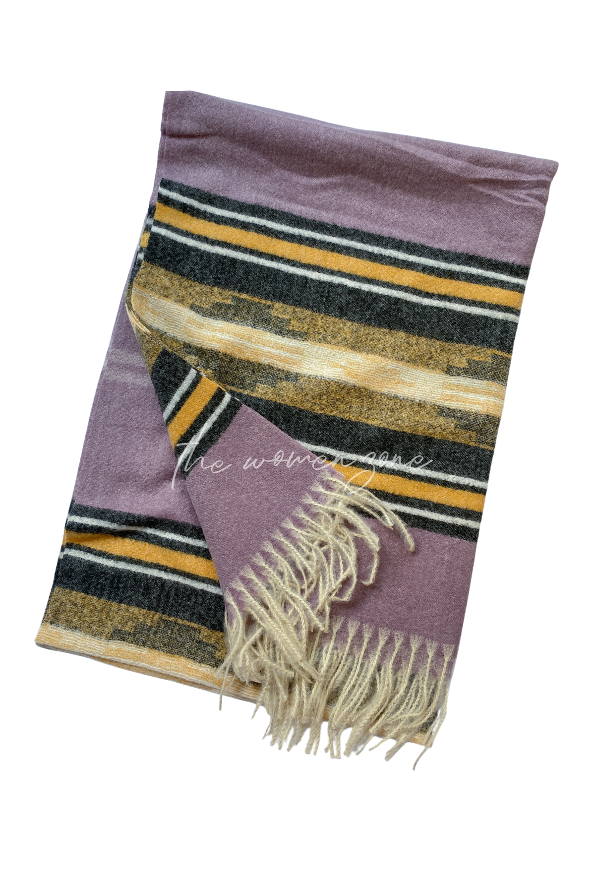 Striped Woolen Stole - Lilac