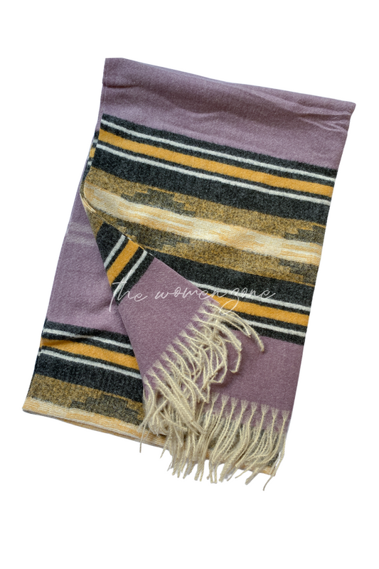 Striped Woolen Stole - Lilac