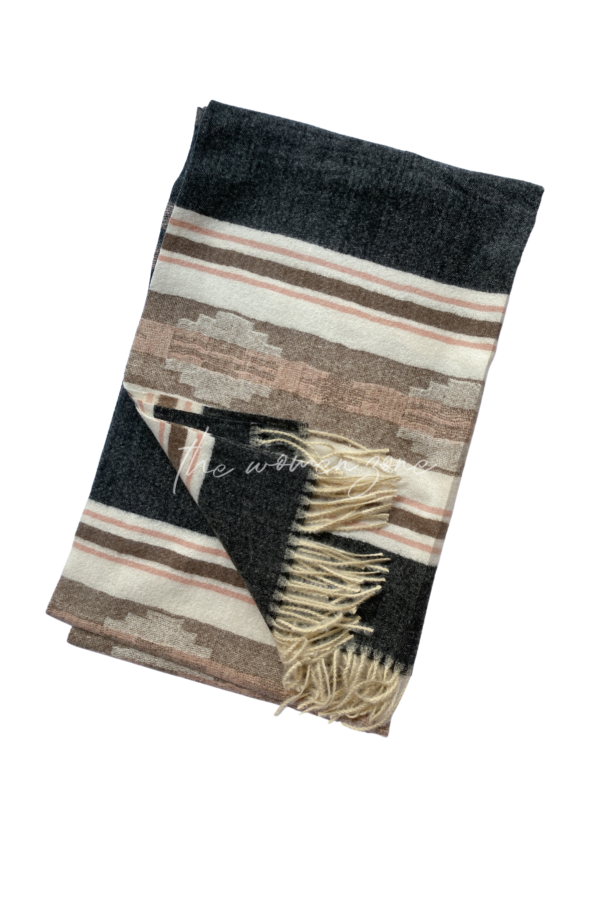 Striped Woolen Stole - Black