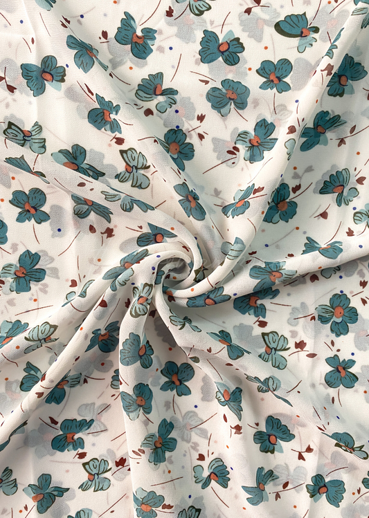 Printed Georgette Hijab - Sweet Teal