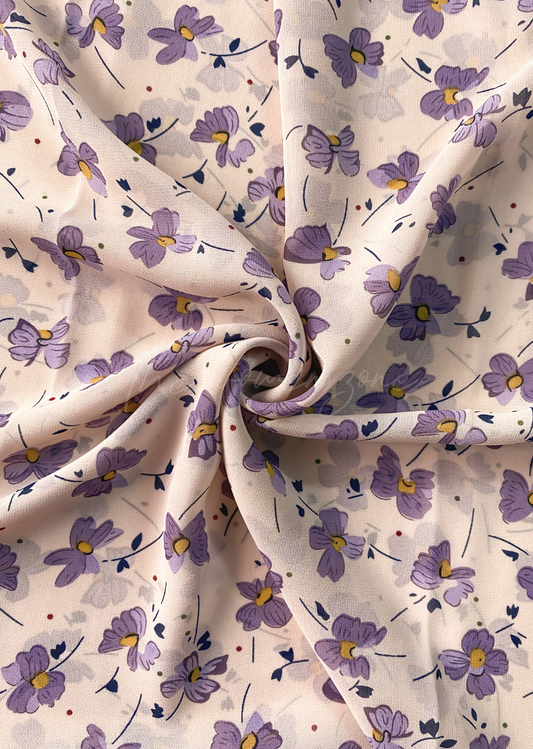 Printed Georgette Hijab- Sweet Purple