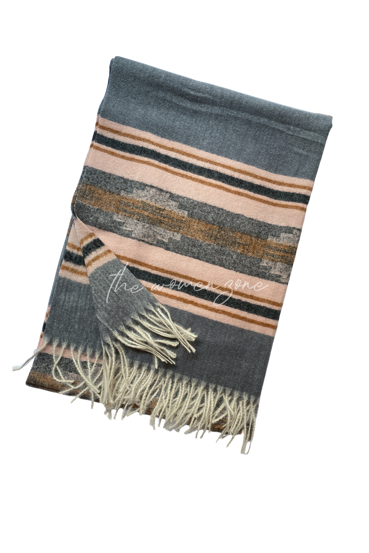 Striped Woolen Stole - Dark Grey