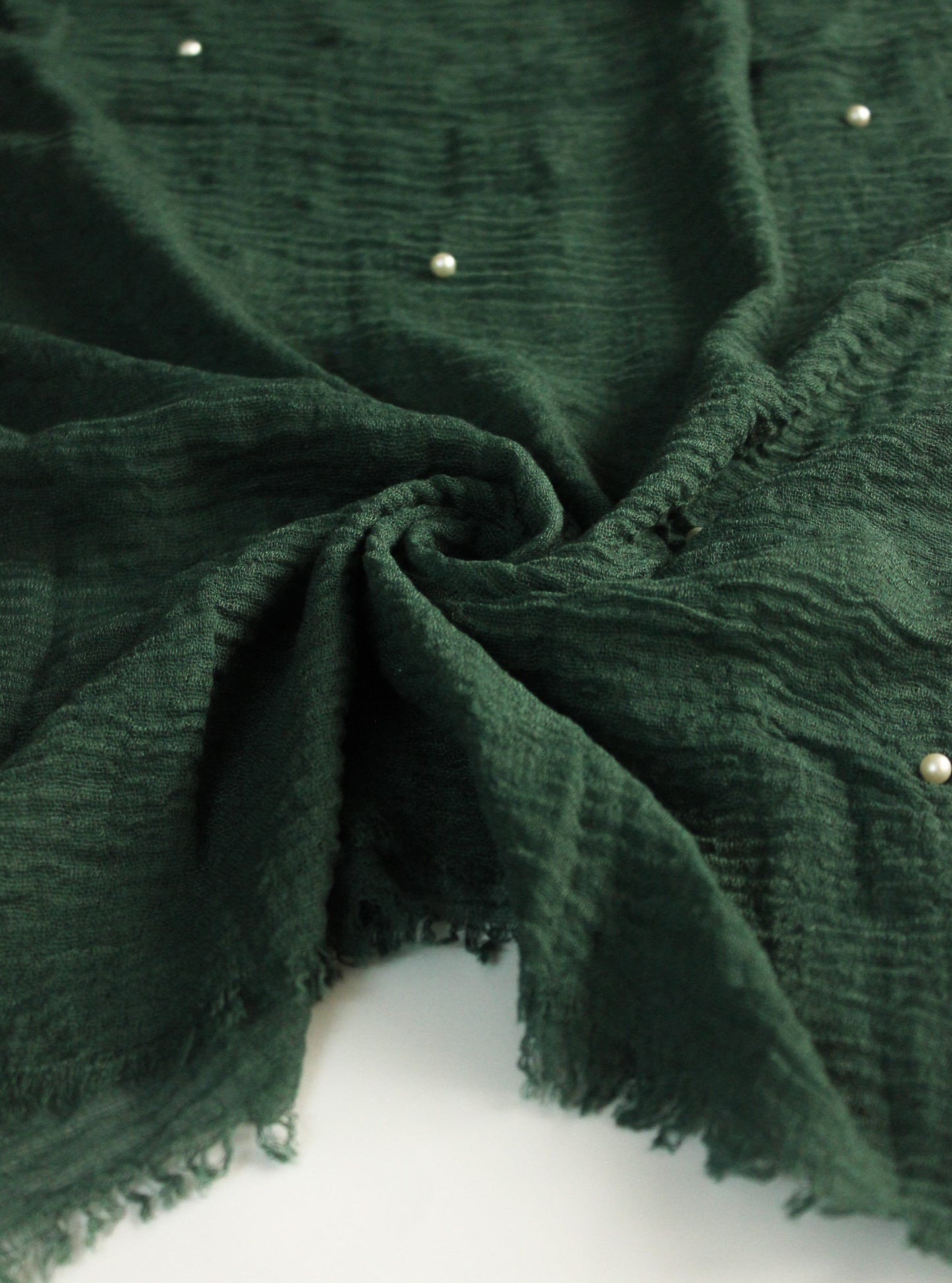 Crinkle with pearls - Dark Green