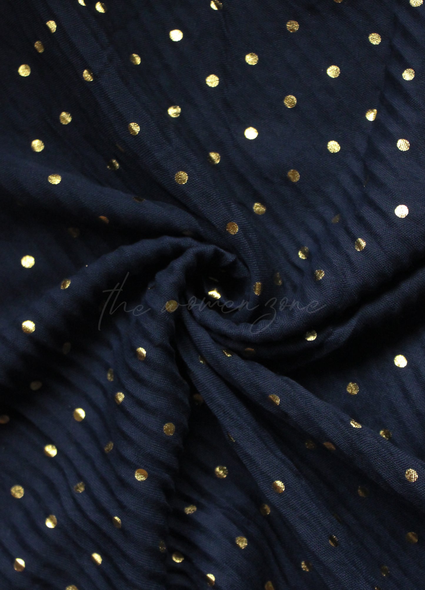 Crumpled Festive Hijab - Navy Blue