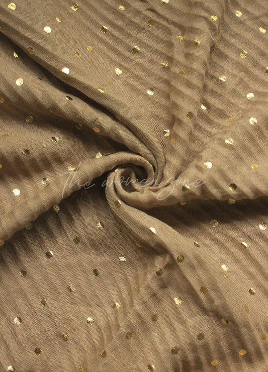 Crumpled Festive Hijab - Khaki Gold