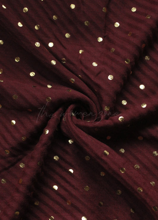 Crumpled Festive Hijab - Dark Maroon