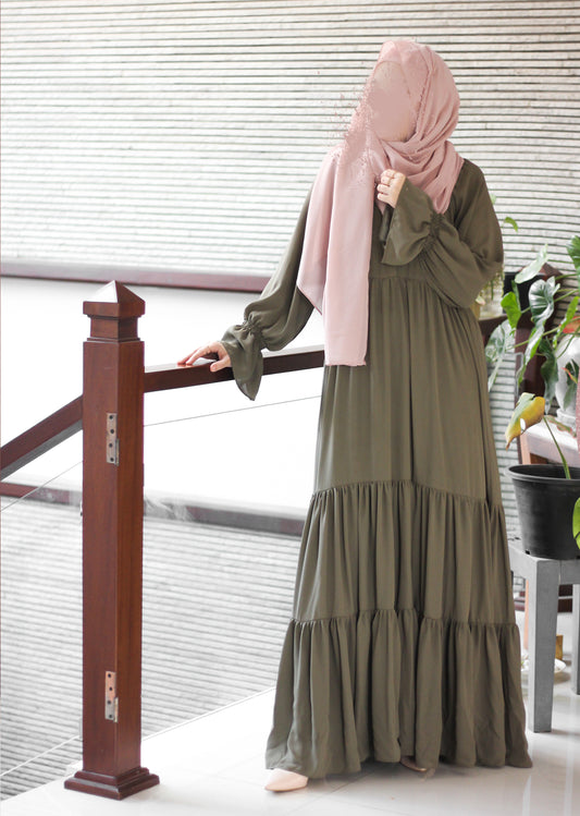 Layered in Love Turkish Dress - Dark Sage