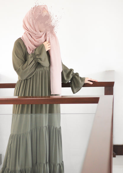 Layered in Love Turkish Dress - Dark Sage