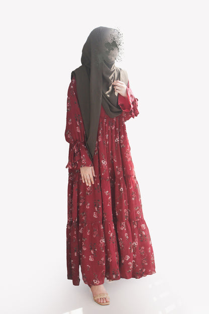 Rose Ruched Modest Dress