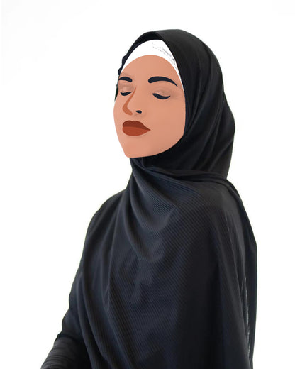 Ribbed Jersey Hijab - Black