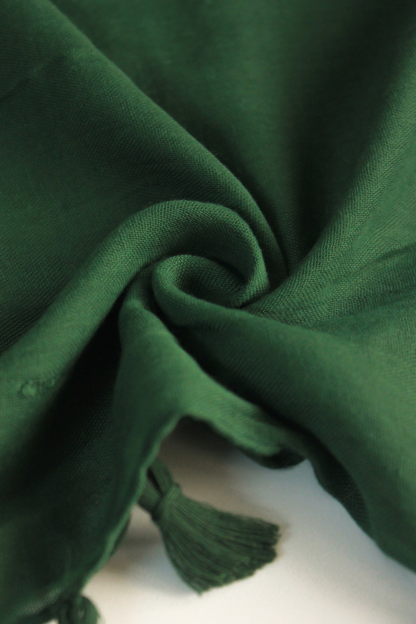 Plain with Tassels - Dark Green